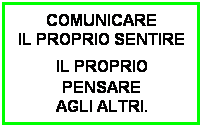 Casella di testo: COMUNICARE
IL PROPRIO SENTIRE
IL PROPRIO PENSARE
AGLI ALTRI.
