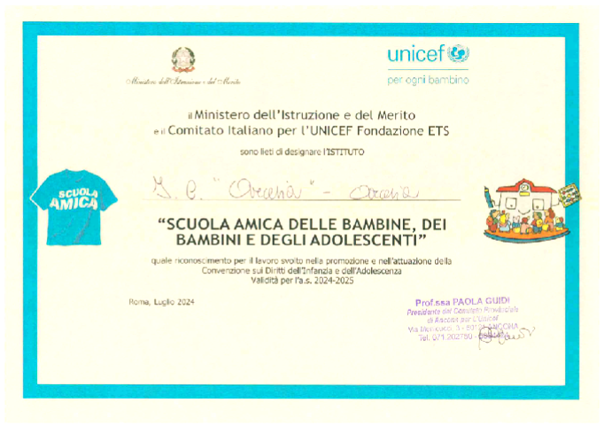 attestato scuola amica